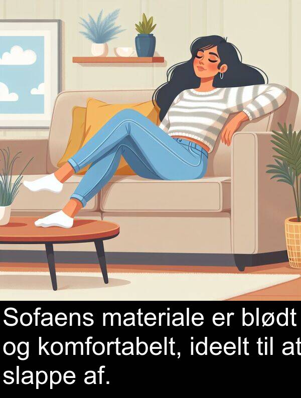 af: Sofaens materiale er blødt og komfortabelt, ideelt til at slappe af.