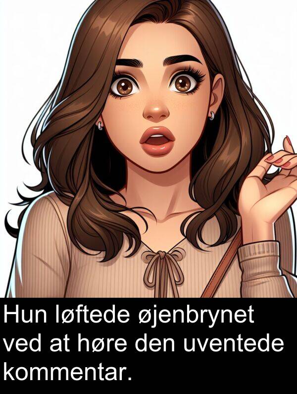 øjenbrynet: Hun løftede øjenbrynet ved at høre den uventede kommentar.