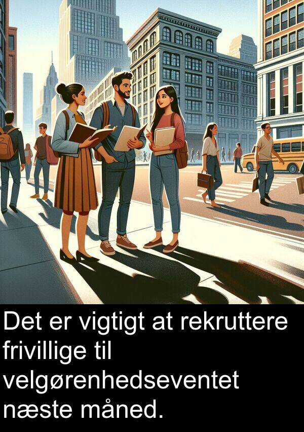 vigtigt: Det er vigtigt at rekruttere frivillige til velgørenhedseventet næste måned.