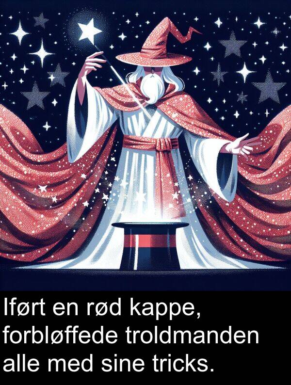 forbløffede: Iført en rød kappe, forbløffede troldmanden alle med sine tricks.