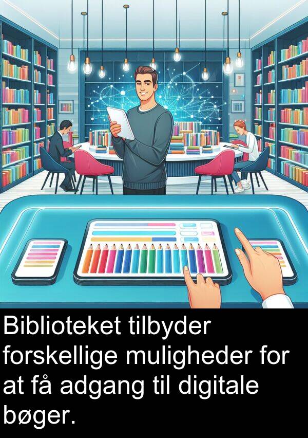 muligheder: Biblioteket tilbyder forskellige muligheder for at få adgang til digitale bøger.
