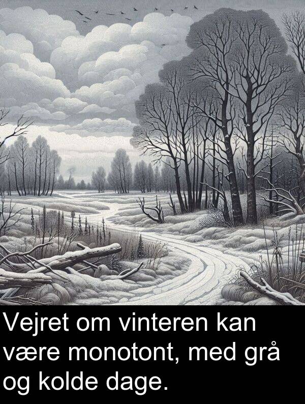 være: Vejret om vinteren kan være monotont, med grå og kolde dage.