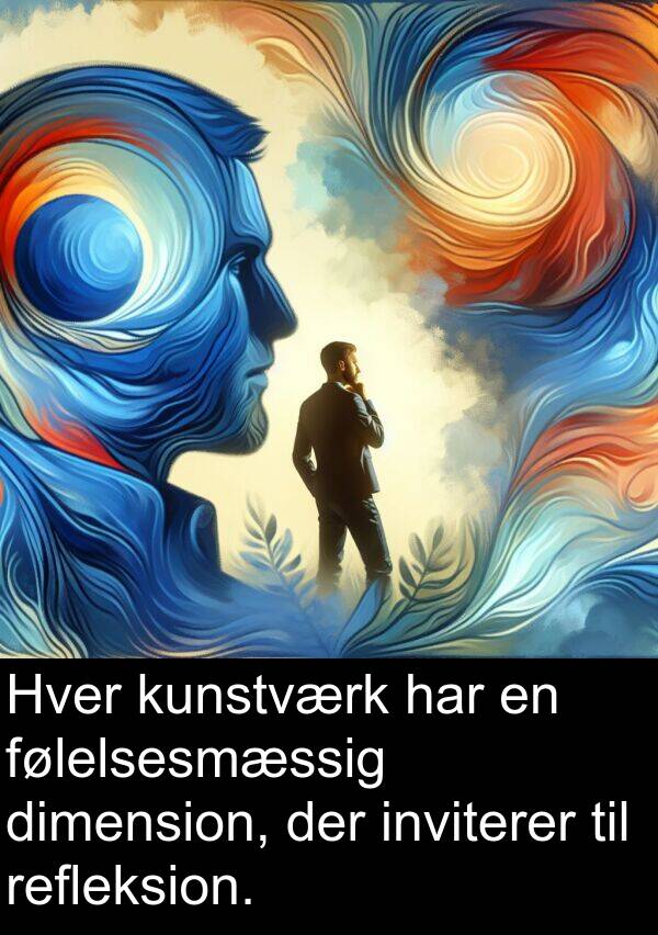 kunstværk: Hver kunstværk har en følelsesmæssig dimension, der inviterer til refleksion.