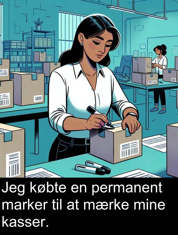 kasser: Jeg købte en permanent marker til at mærke mine kasser.