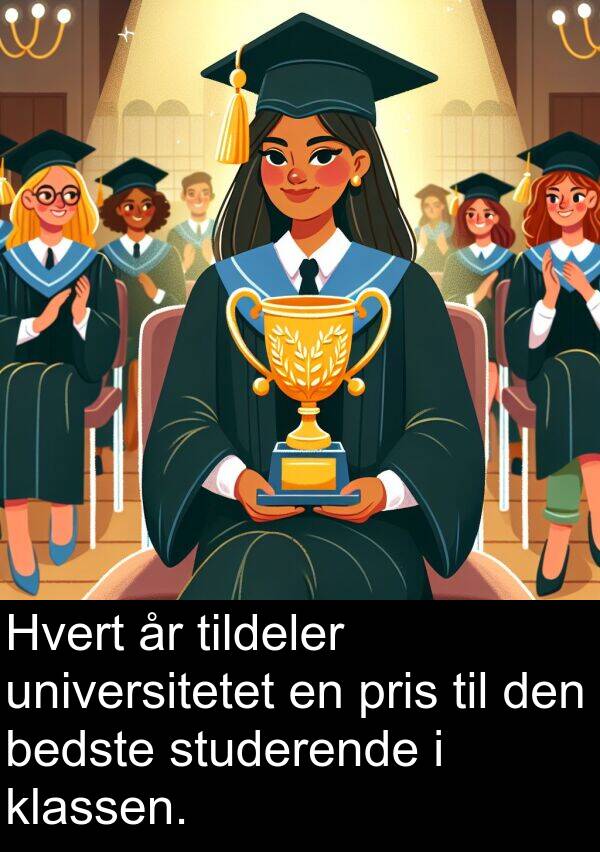 pris: Hvert år tildeler universitetet en pris til den bedste studerende i klassen.