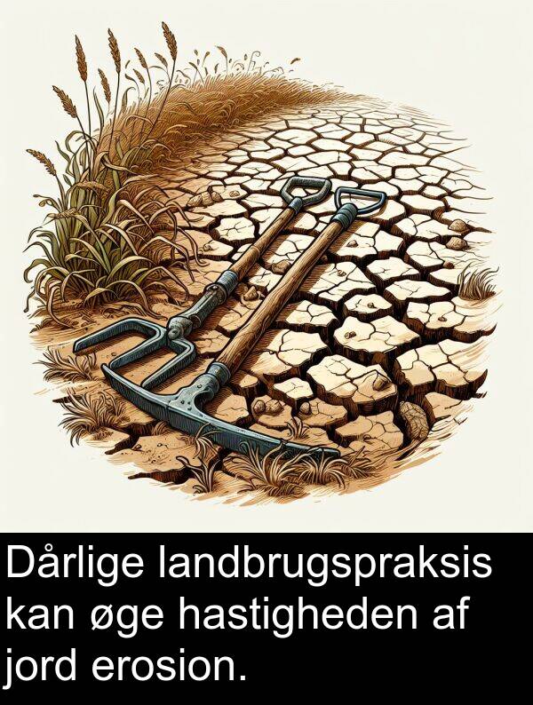 øge: Dårlige landbrugspraksis kan øge hastigheden af jord erosion.