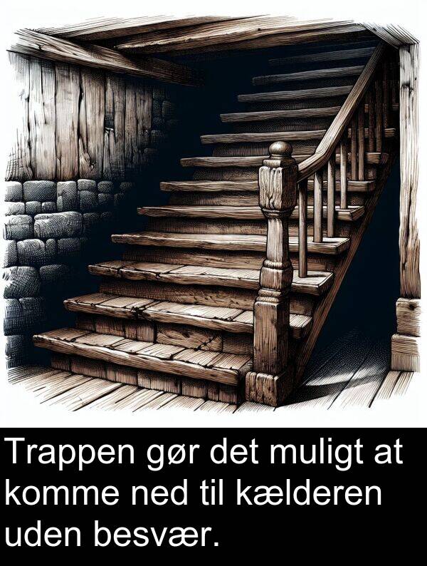 kælderen: Trappen gør det muligt at komme ned til kælderen uden besvær.