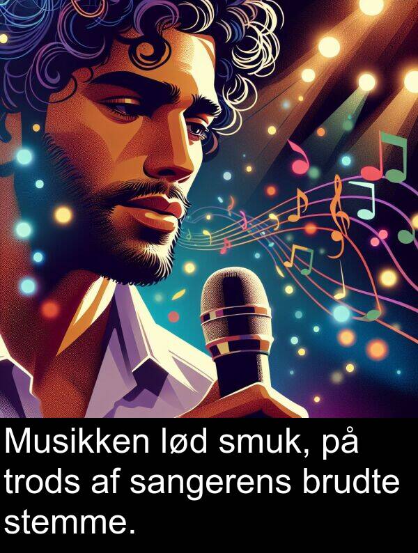 sangerens: Musikken lød smuk, på trods af sangerens brudte stemme.