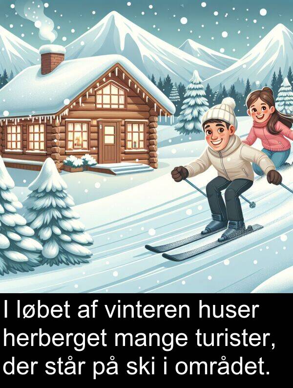 vinteren: I løbet af vinteren huser herberget mange turister, der står på ski i området.