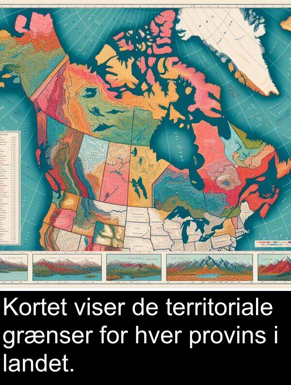viser: Kortet viser de territoriale grænser for hver provins i landet.