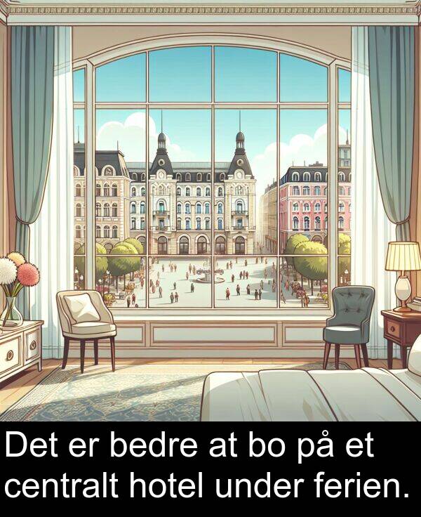 under: Det er bedre at bo på et centralt hotel under ferien.