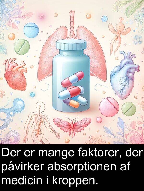 kroppen: Der er mange faktorer, der påvirker absorptionen af medicin i kroppen.