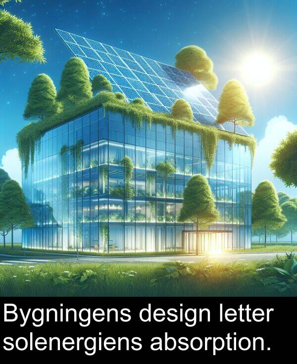 absorption: Bygningens design letter solenergiens absorption.