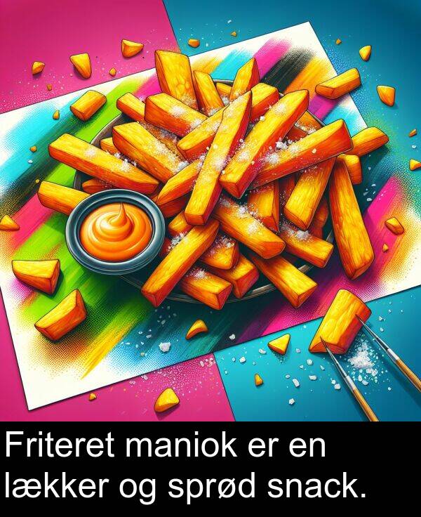 maniok: Friteret maniok er en lækker og sprød snack.