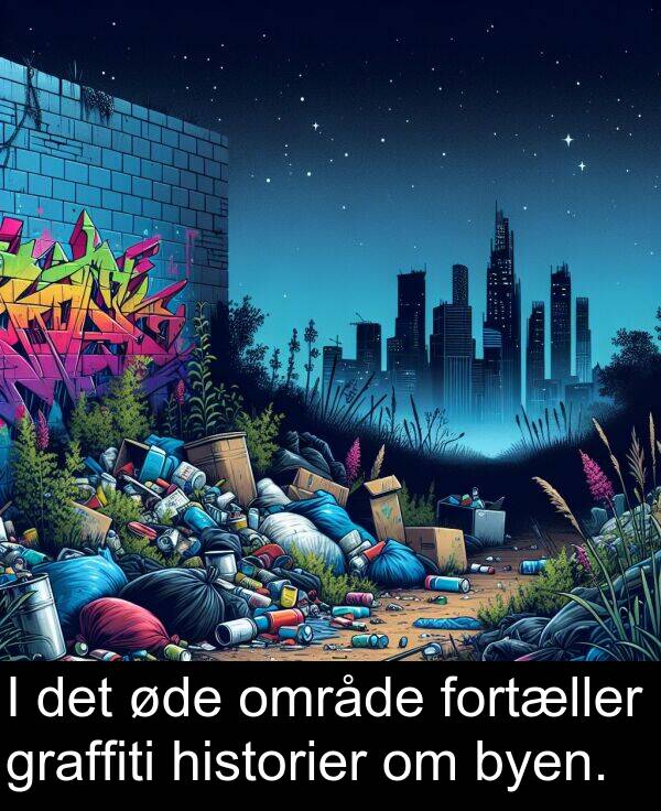 øde: I det øde område fortæller graffiti historier om byen.