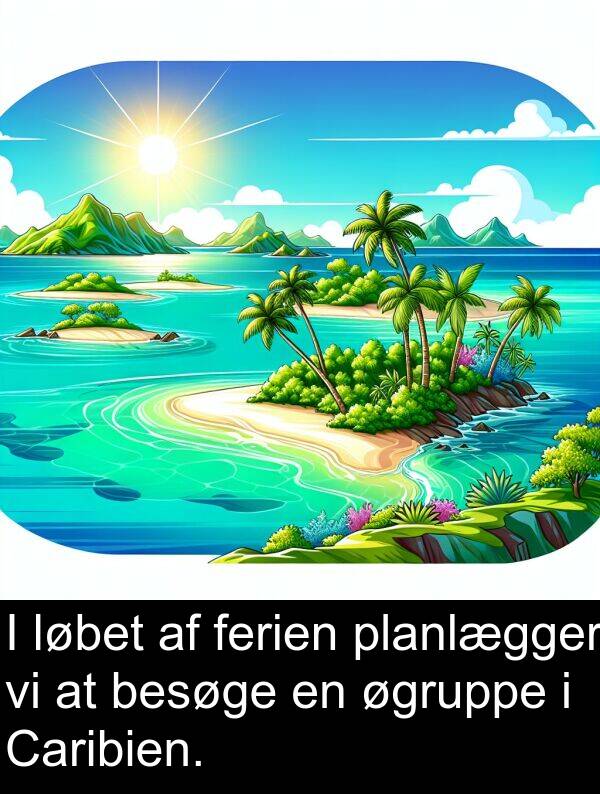 øgruppe: I løbet af ferien planlægger vi at besøge en øgruppe i Caribien.