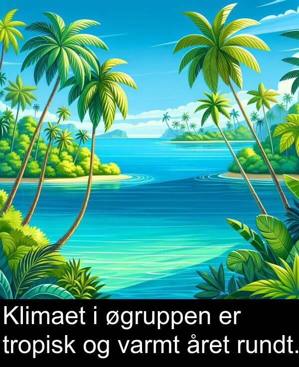 året: Klimaet i øgruppen er tropisk og varmt året rundt.