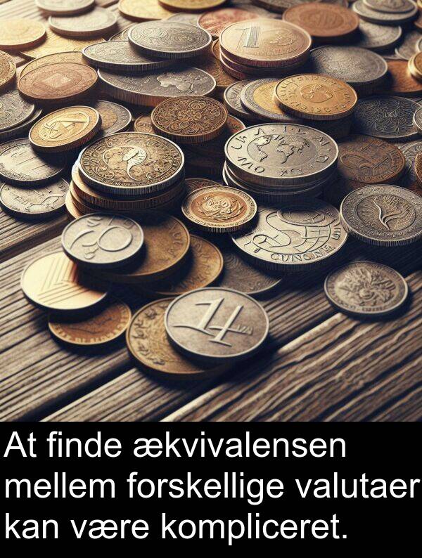 kompliceret: At finde ækvivalensen mellem forskellige valutaer kan være kompliceret.