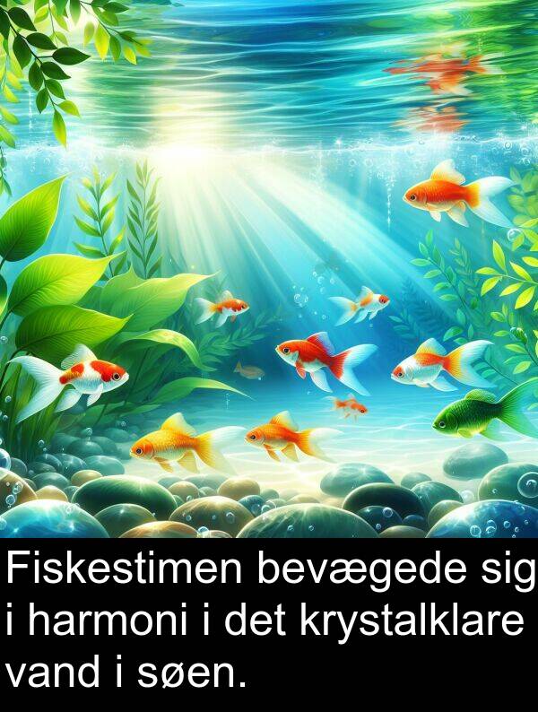krystalklare: Fiskestimen bevægede sig i harmoni i det krystalklare vand i søen.