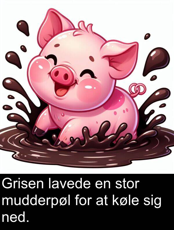 køle: Grisen lavede en stor mudderpøl for at køle sig ned.