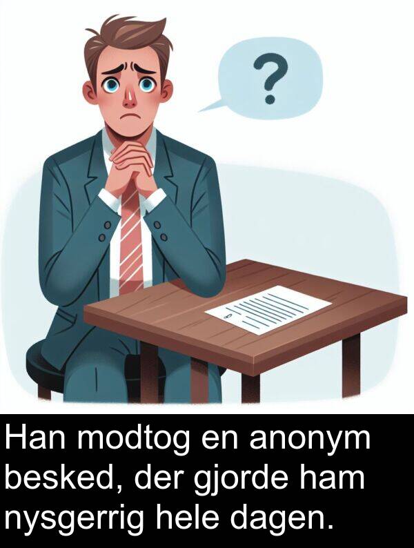 modtog: Han modtog en anonym besked, der gjorde ham nysgerrig hele dagen.