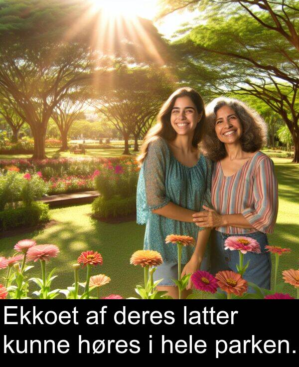 kunne: Ekkoet af deres latter kunne høres i hele parken.