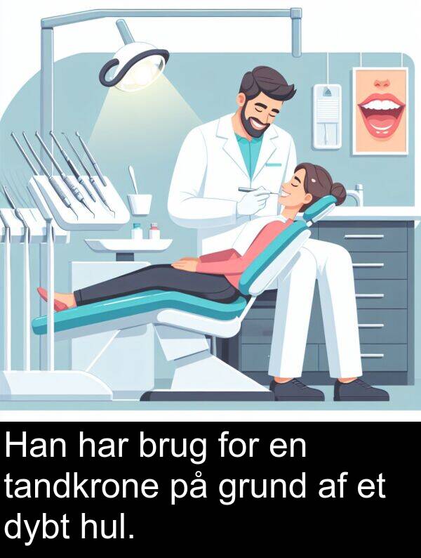 hul: Han har brug for en tandkrone på grund af et dybt hul.