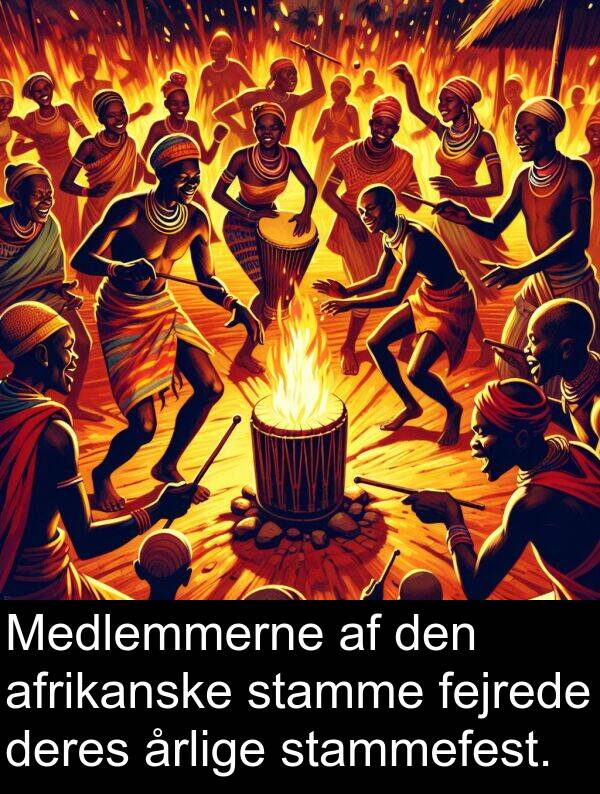 årlige: Medlemmerne af den afrikanske stamme fejrede deres årlige stammefest.