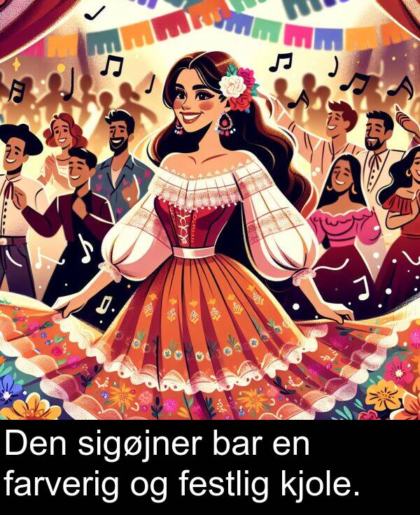 bar: Den sigøjner bar en farverig og festlig kjole.