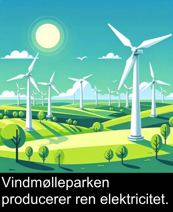 ren: Vindmølleparken producerer ren elektricitet.