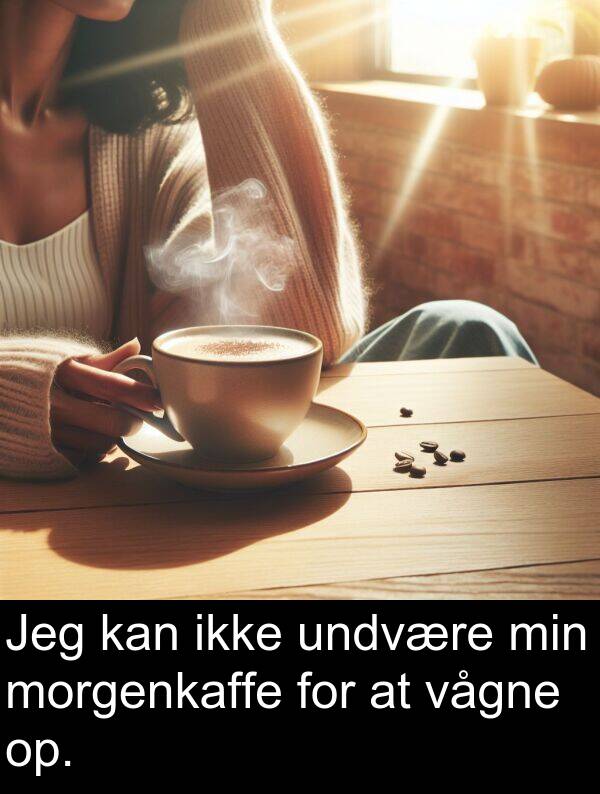 vågne: Jeg kan ikke undvære min morgenkaffe for at vågne op.