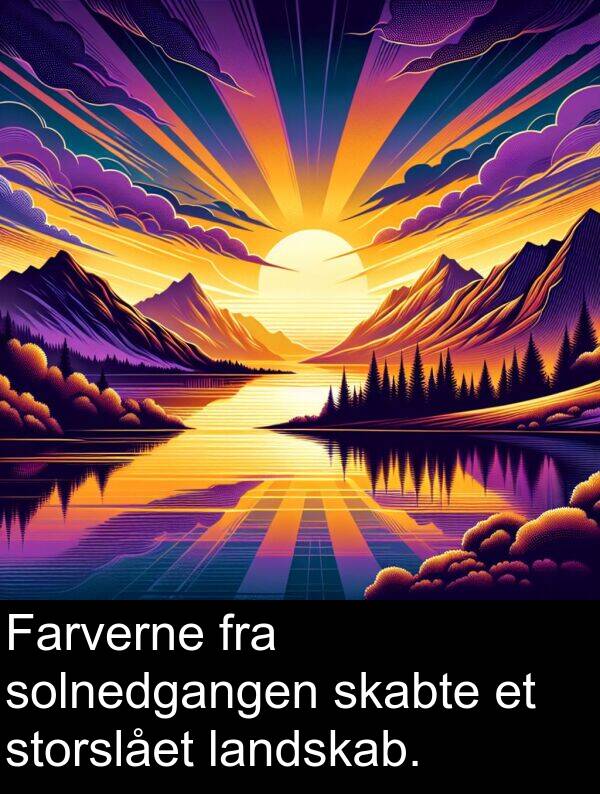 landskab: Farverne fra solnedgangen skabte et storslået landskab.