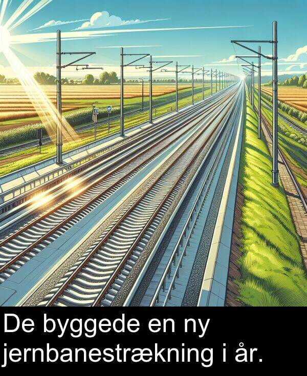 år: De byggede en ny jernbanestrækning i år.