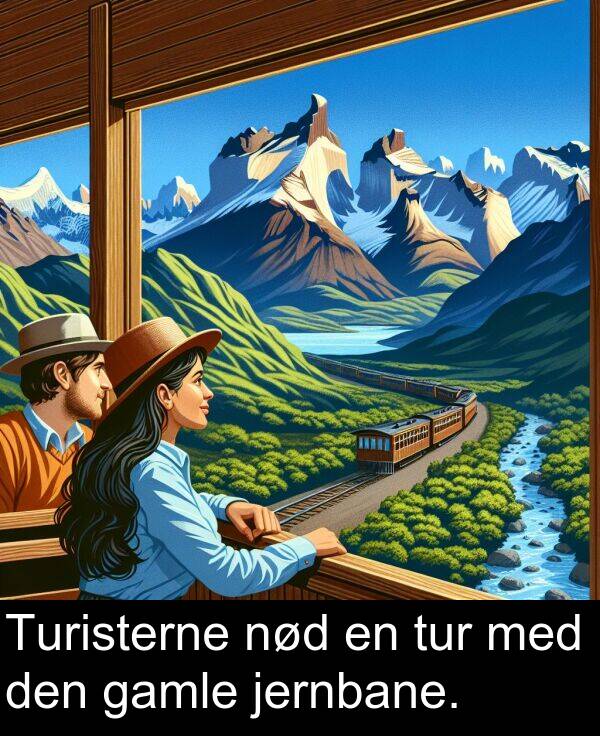 jernbane: Turisterne nød en tur med den gamle jernbane.