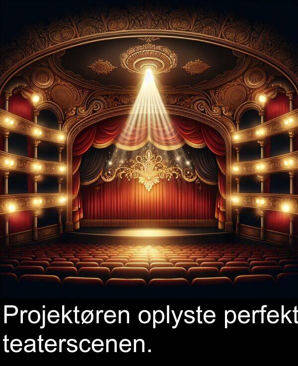 teaterscenen: Projektøren oplyste perfekt teaterscenen.