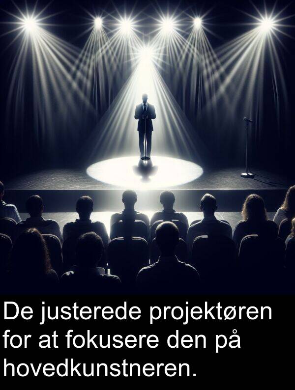 projektøren: De justerede projektøren for at fokusere den på hovedkunstneren.