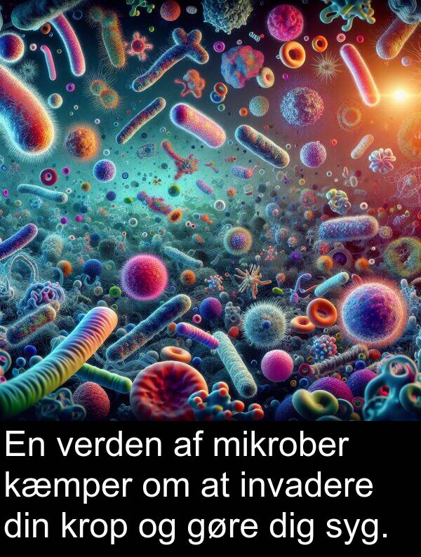 kæmper: En verden af mikrober kæmper om at invadere din krop og gøre dig syg.