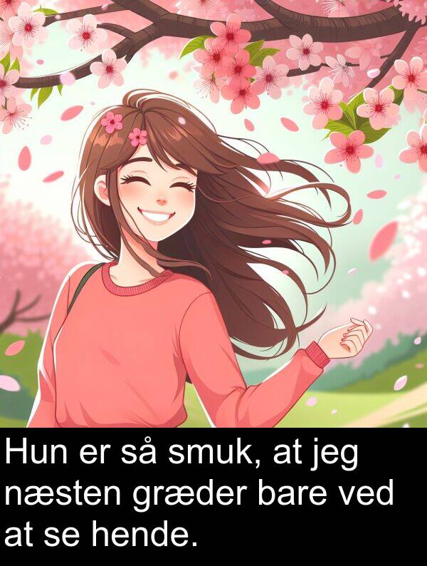 hende: Hun er så smuk, at jeg næsten græder bare ved at se hende.