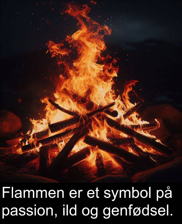 genfødsel: Flammen er et symbol på passion, ild og genfødsel.