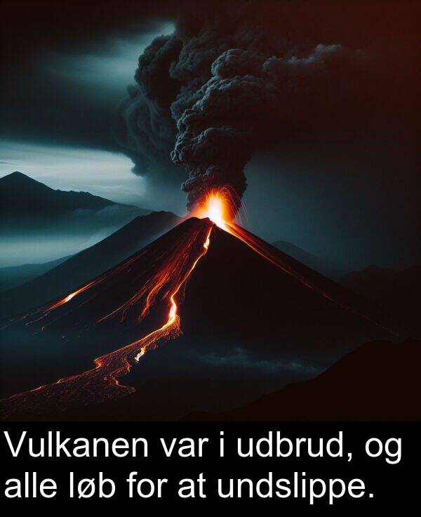 udbrud: Vulkanen var i udbrud, og alle løb for at undslippe.