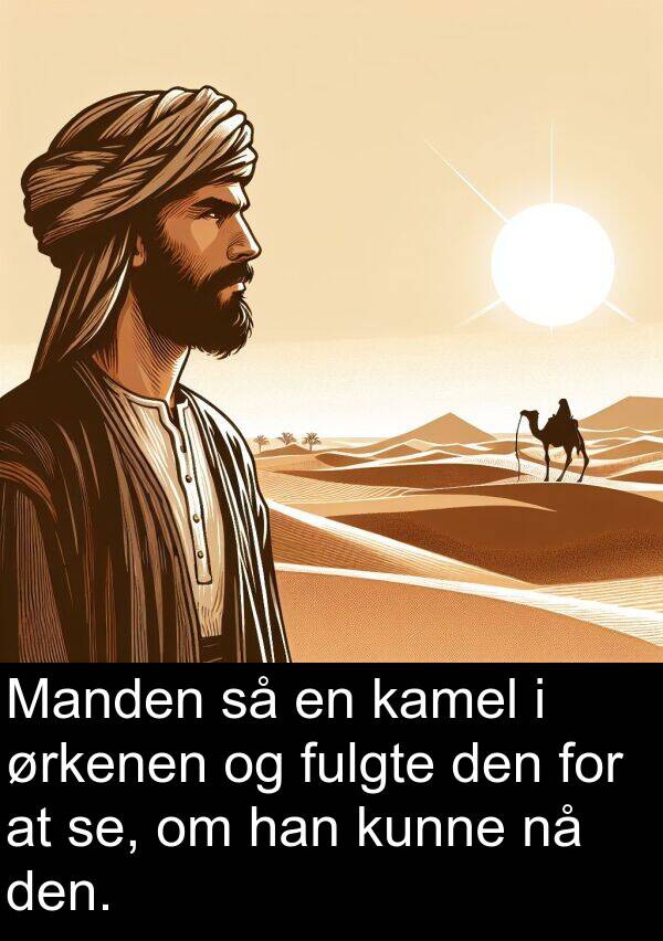 ørkenen: Manden så en kamel i ørkenen og fulgte den for at se, om han kunne nå den.
