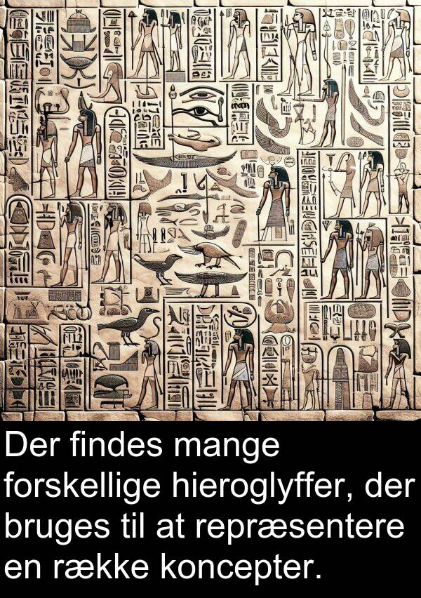 koncepter: Der findes mange forskellige hieroglyffer, der bruges til at repræsentere en række koncepter.