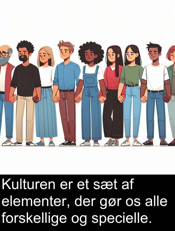 gør: Kulturen er et sæt af elementer, der gør os alle forskellige og specielle.