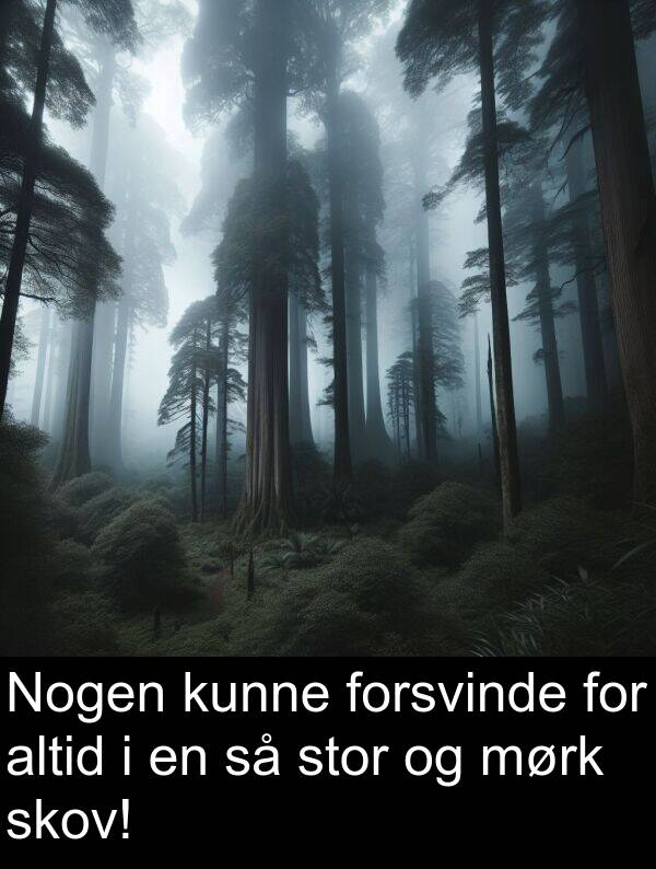 kunne: Nogen kunne forsvinde for altid i en så stor og mørk skov!