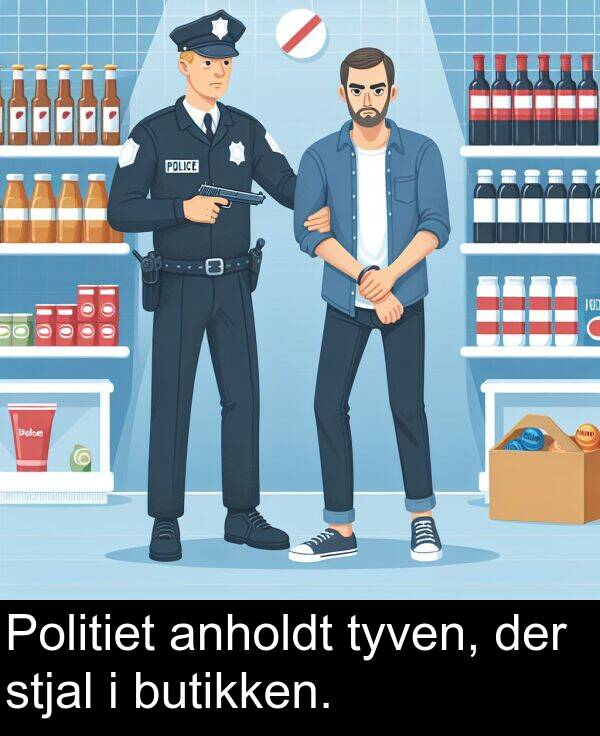 anholdt: Politiet anholdt tyven, der stjal i butikken.