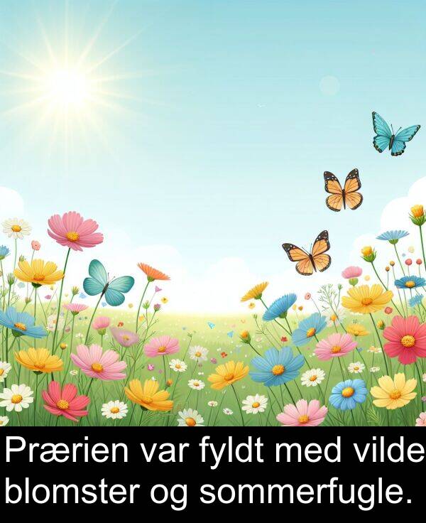 vilde: Prærien var fyldt med vilde blomster og sommerfugle.