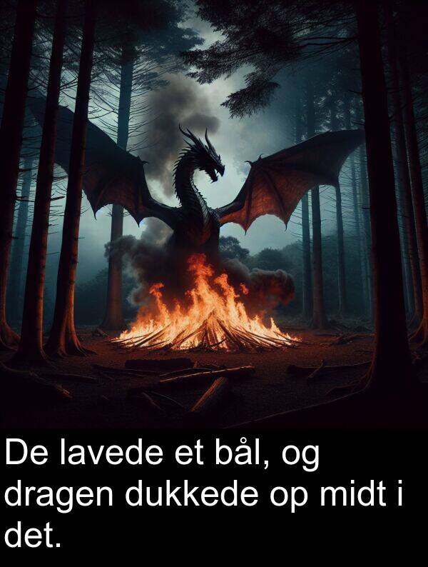 midt: De lavede et bål, og dragen dukkede op midt i det.