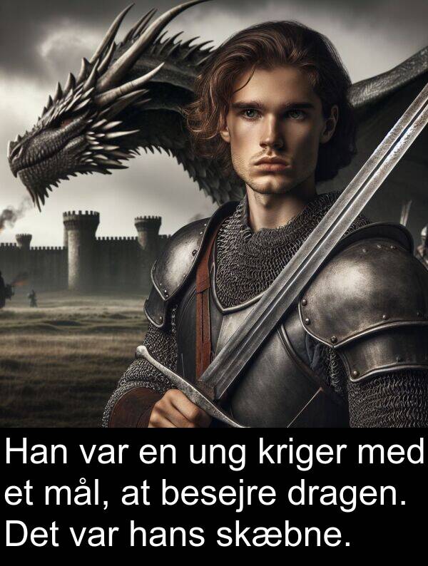 kriger: Han var en ung kriger med et mål, at besejre dragen. Det var hans skæbne.