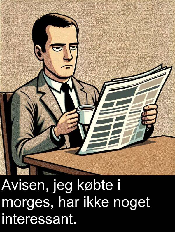 morges: Avisen, jeg købte i morges, har ikke noget interessant.