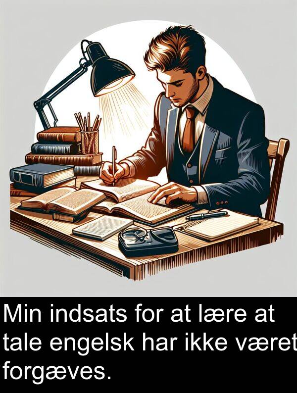 været: Min indsats for at lære at tale engelsk har ikke været forgæves.
